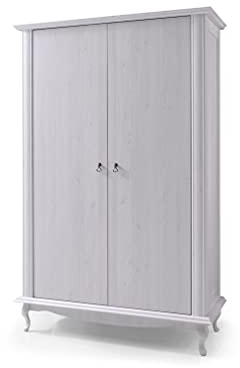 Furniture24 Kleiderschrank Diana DA2 Drehtürenschrank mit 4 Einlegeboden 1 Kleiderstange Schrank Scnhee Kiefer 2 Türen