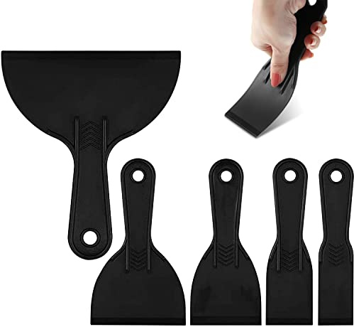 acdokuk 5 teiliges Spachtelmesser-Set, 5 verschiedene Größen, flexible Kunststoffschaber, Tapetenschaber, Spackwerkzeug zum Spackeln, Backen, Wand und Autokitt (3,8 cm, 5,6 cm, 7,6 cm, 10,2 cm)
