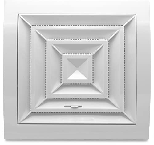 H&C VENT Exhaust Air Diffuser with Connector & Valve │ Ventilation Grilles │ Ducting Hose Vent Cover │ Adjustable Duct Pipe Extractor Covers for Bathroom Fan Wall Ceiling Window │ Inside & Outside