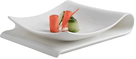 luckxuan Serviertablett Servierfach Keramikschale Faltschale Snack Tray Dip Tablett Hotel Restaurant Tablett Weiß Serviertablett (Size : A)