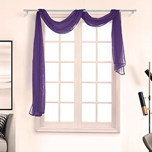 ZOYIEP 2/3 Stück Querbehang Transparente,Freihanddeko Gardinen Voile Deko Transparentem Vorhäng für Hochzeit Wohnzimmer Fenster Deko (Lila,90x400cm)