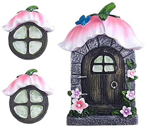 ALEMIN Fées Porte de Jardin Porte Miniature pour Arbres Accessoires GNOME Maison Arbre Décoration Portes de fées (Fleur)