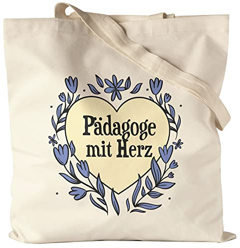 Hey!Print Pädagoge mit Herz Jutebeutel Stoffbeutel Canvas Geschenkidee Zum Danke Sagen Bester Pädagoge