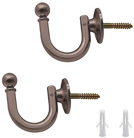 Rierdge 2 Pack Curtain Tiebacks Hook, Antique Bronze Drapery Holdback Wall Mounted Drapes Tiebacks Hooks Screw Hook Clothes Hat Hanger Holder