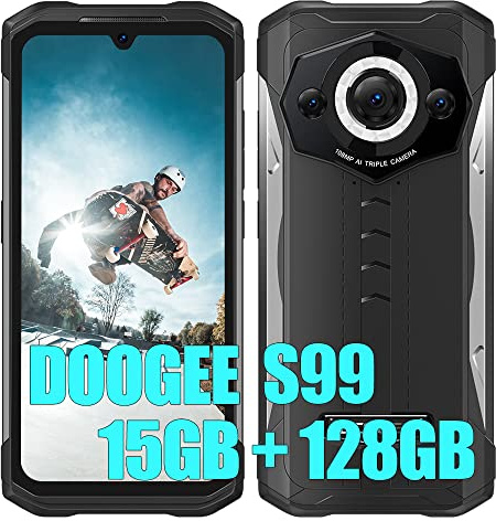 DOOGEE S99 (2023), Helio G96 15GB + 128GB, Rugged 4G IR Vision Notturna Smartphone, Fotocamera 108MP (Infrarossi 64MP)+ 16MP + 32MP, Android 12 6,3 pollici, Batteria 6000mAh Ricarica Wireless NFC Noir