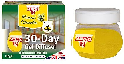 Zero In 30-Day Gel Diffuser, Natural Citronella, Mosquito Repeller, Indoor and Outdoor Use, Bee Safe, Travel Size