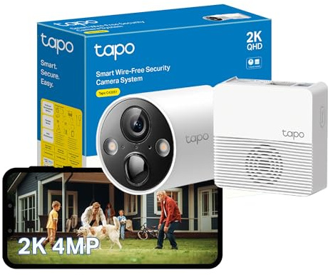 Tapo 2K QHD Wireless Outdoor Security Camera, 1-Cam with Hub included, 180-Day Rechargeable Battery, 4MP, Colour Night Vision, AI Detection, SD Storage, Works with Alexa & Google C420S1