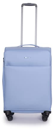 Stratic Light + Koffer Weichschale Reisekoffer Trolley Rollkoffer mittelgroß, TSA Kofferschloss, 4 Rollen, Erweiterbar, Größe M, Hellblau