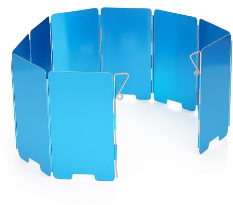 VBESTLIFE Herd Windschutzscheibe, Faltbarer Campingkocher Windschutzscheibe 9 Platten Aluminium Outdoor Campingkocher Windschutzscheibe für Camping Picknick Rucksackreisen