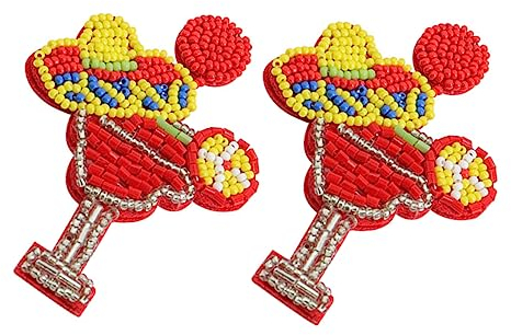 CHILDWEET Wine Glass Dangle Earrings Beaded Drop Earrings for Women for Beach Party