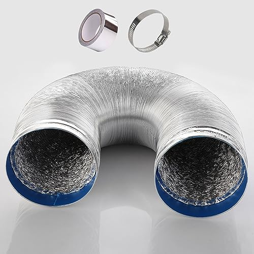 Tuyau D'évacuation d'air Ventilation Tuyau Flexible Sortie Chaud avec 2 Colliers De Serrage en Acier pour Climatisation, Sèche-Linge Hotte Aspirante Ventilateur Ø 80/100/110/120/150/160/170/180/200mm