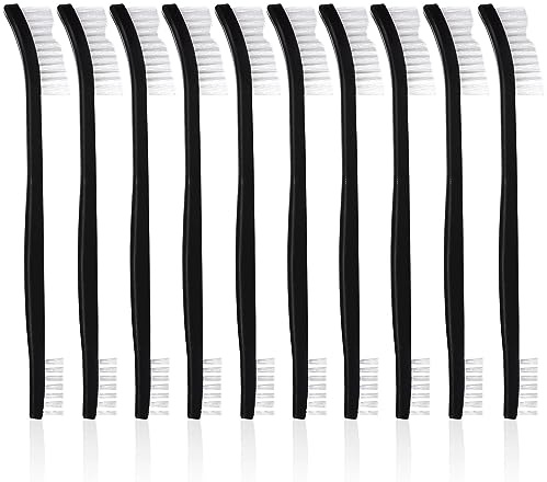 10 PCS Small Cleaning Brushes Set, Double-Ended Nylon Detailing Crevice Brush 7Inch All Purpose Stiff Bristles Brushes for Kitchen Sink Bathroom Gaps Corner