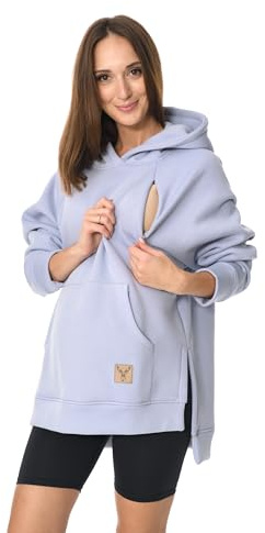 MijaCulture Stella M014 Pull d'allaitement et pull de grossesse 2 en 1, bleu clair, L-XL