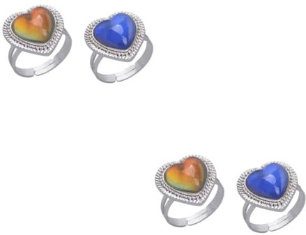 ifundom 4 Stück Generischer Ring Inspirierend Farbwechselnde Ringe Stimmungsring Für Erwachsene Stimmungsstein-ring Beziehungsring Fingerring Für Paare Hochzeitskleid Kind Sterling Silber
