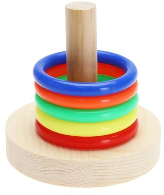 VGOL 1 Set di Giocattoli di Allenamento di Uccelli in Legno Pappagallo Anelli Impilabili Colorati Giocattolo Educativo Ricerca Cibo per Uccelli di Piccole e Medie Dimensioni