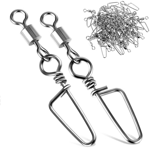 Amaxiu Lot de 25 Angel Snap émerillons à Haute résistance - en Acier Inoxydable - Connecteur résistant à la Corrosion - pour Eau salée et Eau Douce (M-29 lb/13 kg)