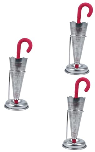 OUNONA 3pcs Stainless Steel Umbrella Tea Infuser Loose Leaf Tea Strainer Reusable Easy Clean for Work Travel Random Color