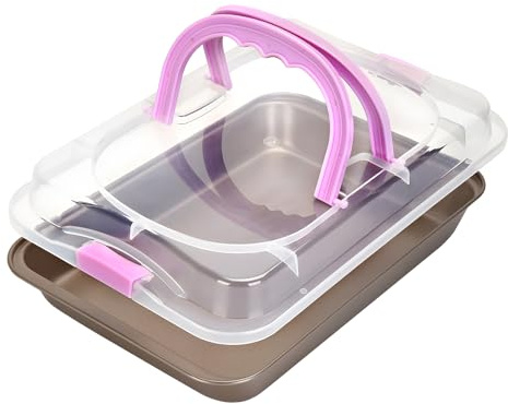 Rommeka 9x13 Baking Pan with Lid, Non Stick Sheet Pans for Baking, Rectangle Cake Pan Carrier with Lid and Handle