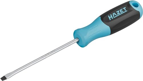 HAZET Schraubendreher 811-55, Schlitz Profil, SW 1 x 5,5 mm, Rundklinge | Abtrieb Schlitz Profil, Klinge mattverchromt, Spitze brüniert, Länge l1 125 mm, Länge l2 230 mm, 90 g, Klingenbreite 5.5 mm