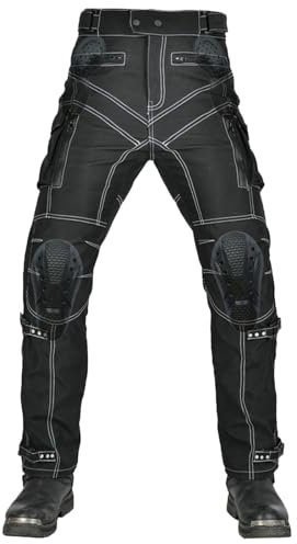 QIYUANT Motorradhose Herren Sommer Motorrad Reiten Schutzhose Mit Atmungsaktivem Reißverschluss Wasser Widerstand Cargohose Casual Damen Jeanshose mit Verbesserter Rüstung Protektoren (Schwarz, XXL)