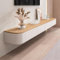 HYANXUE Soporte Flotante para TV, Estantes para TV Montados En La Pared con Puerta, Consola Multimedia para, Banco De Almacenamiento Grande para Debajo del (Wood,140CM/55.1)