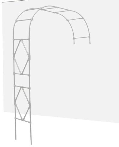 Arche Jardin Demi-côté, Arches à Rosiers 120/150/180/210/240/280cm pour Plantes grimpantes Arche D'entrée de Support de Vigne à Demi-Arche à Montage Automatique(White,120cmx240cmx40cm)