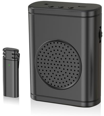 Tragbarer Sprachverstärker mit Drahtloses Lavalier Mikrofon,Blutooth Lautsprecher(10W) mit 2600mAh Lithium Batterie, Wiederaufladbares Mini Stimmverstärker für Trainer Lehrer Reiseführer Tagungen