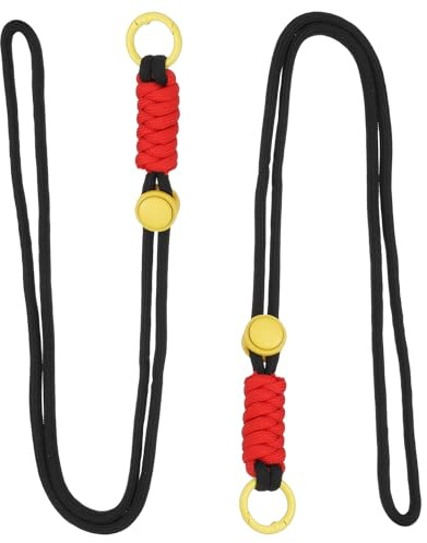 PATIKIL Lanière tressée 2 pièces Porte-clés tressé avec mousqueton en métal, noir & jaune & rouge