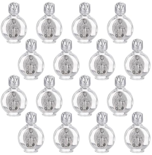 WEBEEDY 16 botellas de agua bendita de vidrio pesado 15 ml botellas vacías recargables para aceites contenedores decorativos de iglesia para Pascua bautismo decoración de fiesta