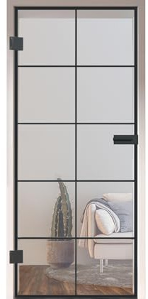 HORI Loft Glastür aus ESG-Sicherheitsglas: Modernes quadratisches Design Glastür Innentür für Wohnräume als stilvoller Raumteiler oder Raumtrenner – Unsere hochwertige Tür aus Klarglas 2097 x 834