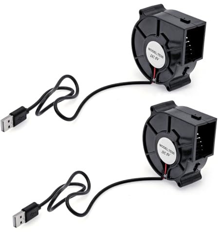 JZK Mini Ventilador de Refrigeración USB 75x30mm - Turbinas de 75mm a 5V CC 3000rpm 0,3A para Impresora 3D - Sin Escobillas