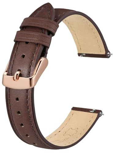 BISONSTRAP Elegante Leder Uhrenarmband, Schnellverschluss, Uhrenarmbänder für Damen und Herren, Kompatibel mit Uhrenanstößen von 12mm 14mm 15mm 16mm 18mm 20mm