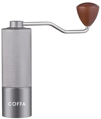 Manual Coffee Grinder – 6-Fluted Stainless Steel Burr, Adjustable Grind Size, Portable Hand Crank for Espresso, French Press, Pour Over – Travel Friendly & Durable (Silver)