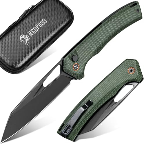 NedFoss MAMBA II Klappmesser, 14C28N Stahl Taschenmesser mit Button-Lock