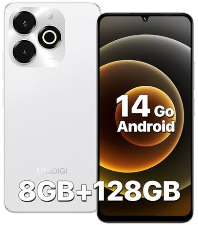 UMIDIGI G9x Telephone Portable, Android 14 Go Smartphone Pas Cher, 8(4+4) Go+128Go/TF 1To Téléphone, 6.75 HD+ 90Hz Smartphone, 5000mAh, Octa Core, Dual SIM 4G /Face ID/Fingerprint/13MP/GPS, Argent