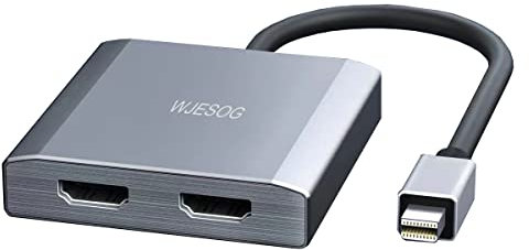 WJESOG Mini DisplayPort auf Dual HDMI Splitter mit Dual-4K@60Hz, DP auf 2 HDMI Hub, Multi Stream Transport, unterstützt 4K Auflösung für Windows und Mac
