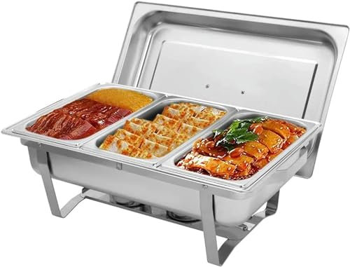 Stainless Steel Chafing Dish, 9L Buffet Server Food Warmer Container Set with 13 Size Food Pans for Dining Party Wedding Events