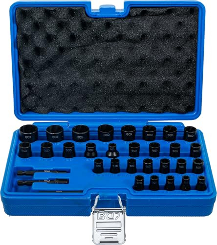 BGS 74560 | Spiral-Profil-Steckschlüssel-Satz | 32-tlg. | metrisch/Zoll | Schraubenausdreher | Antrieb Innenvierkant 6,3 mm (1/4) / 10 mm (3/8) | im Kunststoffkoffer