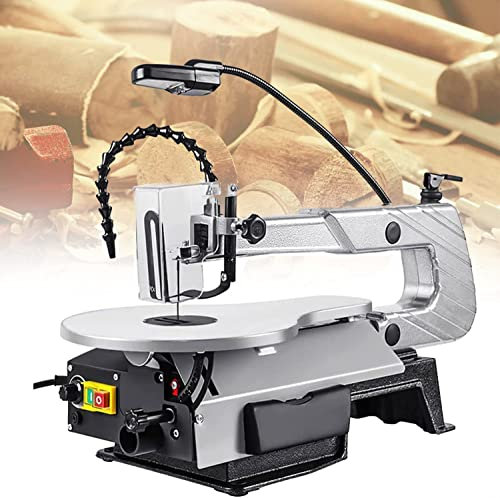 Power Scroll Saw with LED Light, 180W Professional Tool, 45° Tilt for Curve and Straight Cutting, Ideal for Wood DIY Projects, 10 Tooth Blade Included