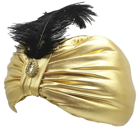 Genérico Sombreros Árabes para Hombres | Sombrero de Disfraz Oriental con Lentejuelas, Accesorio de Cabeza Dorada para Adolescentes Adultos Traje Teatro Reconstitución Histórica Juego de Rol