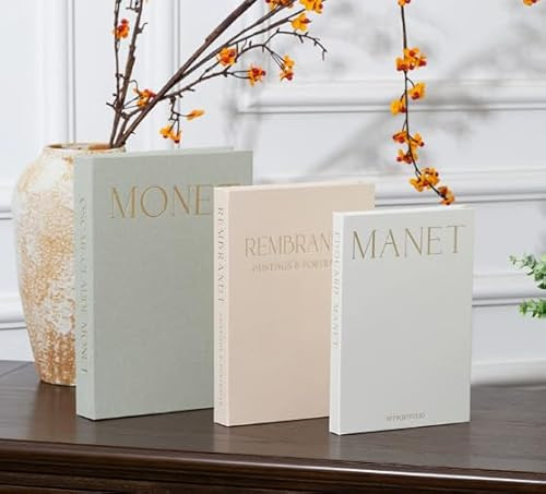 Yallmie Decorative Books, Fashion Fake Book False Book Storage Box, Book Ornaments for Office Bar Coffee Table shelf to Create a Sophisticated Atmosphere (3Pcs)