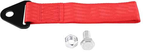 Ausla Correa de Remolque, Cuerda de Remolque de Carreras de Nylon, Capacidad de 10000 Libras, Universal para el Gancho de del Parachoques Trasero Delantero (Rojo)