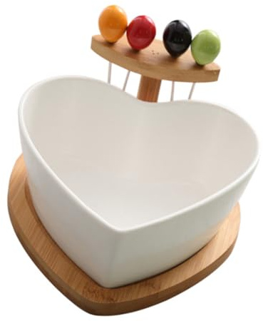 UKCOCO Set de Bols Porcelaine pour Salade et Fruits avec Plateau et Fourchettes Réutilisables Service Élégant pour Maison et Buffet