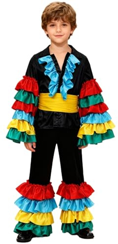 Mufeng Traditionell spansk kostym, barn, pojke, flicka, kläder, latinodans, folkdräkt, karneval, färgglad show, 5–6 år