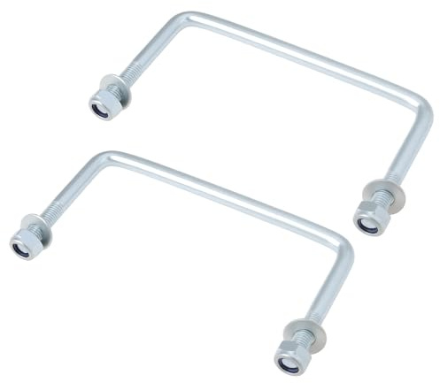 EMSea Lot de 2 Boulons en U M10 Intérieurs 150 X 80 Mm avec écrous Et Rondelles en Acier Galvanisé pour Remorques Et Tuyaux Automobiles