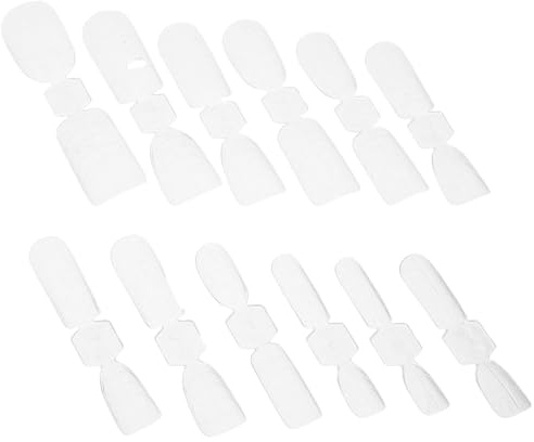 TEHAUX 120 Uñas Postizas de Plástico Transparente con Doble Forma y Escala para Extensión de Uñas Kit de Manicura Casera para Principiantes