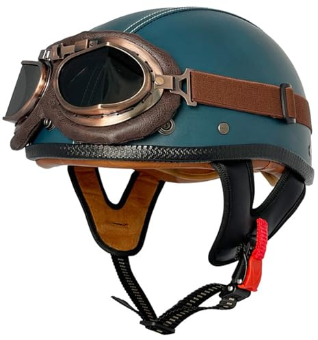 Casco Mezzo Da Motociclista Caschi Jet E Demi-Jet Retrò Approvato DOTECE Aperto Casco De Moto Per Uomo E Donna Elmetto Da Scooter Scodella Uomini Donne Caschi Cromwell B,M:57-58CM