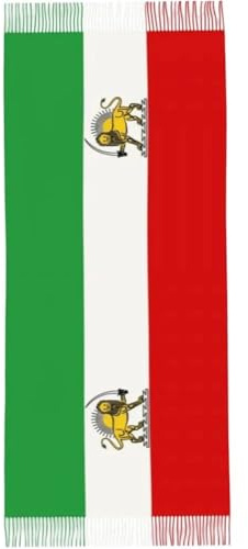 Dinntty Iranischer Flaggen-Schal, Wendbarer Winterschal für Damen, 70 x 200 cm, Polyester, Schwarz-Weiß