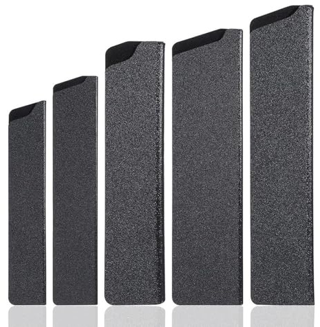 Knife Cover Sleeves Set of 5 Types, Knife Edge Guard Universal Plastic Knife Sheath Edge Guard Protector Gentle Non-Scratch Felt Lining for Kitchen Chef Knives Black (5, 6, 8, 9, 10 Inch)