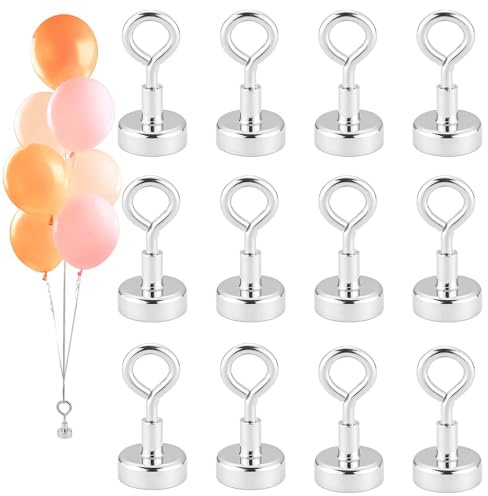 Menibeuty Lot de 12 poids pour ballons à l'hélium, crochet magnétique extra-résistant de 1 cm, poids réutilisables pour bouteilles d'hélium, parfaits pour les mariages et les anniversaires.